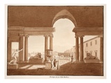 Portico of the Villa Medici  1833 (Etching with Brown Wash)