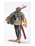 A Warrior of the Cap Verde Islands  from 'History of Travels'  1780 (Hand-Coloured Engraving)