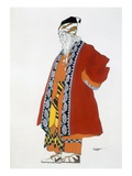 Costume Design for an Old Man in a Red Coat (Colour Litho)