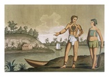 A Man and Woman of the Island of Pogghy   Plate No49 from 'Costumi Dei' (Coloured Engraving)