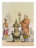 Chinese Taoist Religious Customs: a Bonzo in Ceremonial Robes  Engraved by Fumagalli and Bramatti