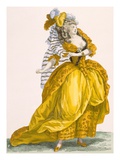 Woman Dressed in Elaborate Dress and Headpiece  Engraved by Bacquoy  Plate No218