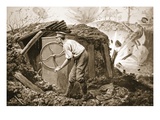 Private Torrance Pumping Air into a Mine under Heavy Fire (Litho)