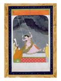 A Lady on a Swing  Kangra  Punjab Hills C1790 (Opaque W/C on Paper)
