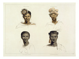 A Bosjeman  a Bosjeswoman  a Booshuana Woman  a Booshuana Man: Four Head and Shoulder Vignettes