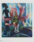 Still Life - Lupines with African Figure