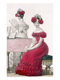 Young Woman in a Crepe Evening Dress with an Elaborate Headdress  Advertisement in 'Modes De Paris'