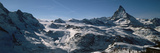 Skiers on Mountains in Winter  Matterhorn  Switzerland