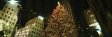 Christmas Tree Lit Up at Night  Rockefeller Center  Manhattan  New York City  New York State  USA
