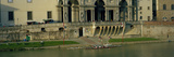 Boat Dock of Sculling Club on Arno River Underneath the Uffizi Museum  Florence  Tuscany  Italy