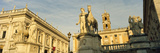 Low Angle View of a Statues in Front of a Building  Piazza Del Campidoglio  Palazzo Senatorio  R