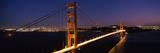 Suspension Bridge Lit Up at Dusk  Golden Gate Bridge  San Francisco  California  USA
