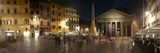 Town Square with Buildings Lit Up at Night  Pantheon Rome  Piazza Della Rotonda  Rome  Lazio  Italy