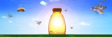Bees Going to Honey Jar