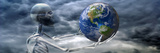 Skeleton Holding Earth