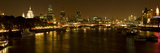 View of Thames River from Waterloo Bridge at Night  London  England
