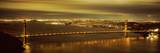 Suspension Bridge Lit Up at Dusk  Golden Gate Bridge  San Francisco  California  USA