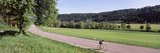 Cyclist Moving on the Road  Neckar Valley  Baden-Wurttemberg  Germany