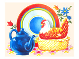 Chicken Casserole Dish and Teapot