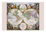 Stereographic Map of the World with Classical Illustration