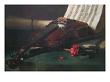 Still Life with Violin  Sheet Music and a Rose