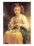 A Young Girl Braids a Garland Crown of Flowers
