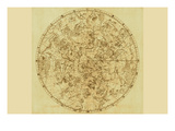 Celestial Map of the Mythological Heavens with Zodiacal Characters