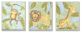 Monkey  Lion and Giraffe Jungle Trio