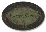 Powder Room Black/Green Floral Oval