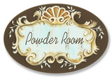 Powder Room Choc/Aqua Crest Top Oval