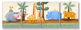 Hippo  Giraffe  Rhino  Tiger Set of 4