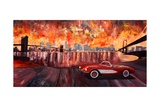 New York City Bridges with Red Corvette