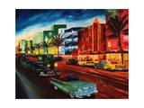 Miami Ocean Drive with Mint Cadillac