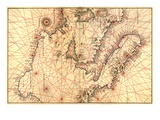 Portolan Map of Italy  Sicily  North Africa and the Mediterranean