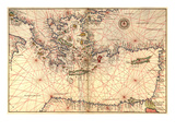 Portolan or Navigational Map of Greece  the Mediterranean and the Levant
