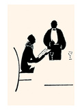 Waiter Takes an Order from a Woman Seated at a Table in a Restaurant