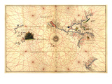 Portolan Map of Western Hemisphere Showing What Will Become the US  Panama and South America