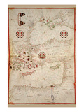 Portolan Map of Turkey  Mediterranean  Adriatic and the Agean