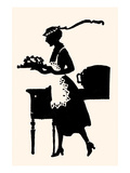 Maid Brings a Serving Plate of Hot Food to the Dining Room