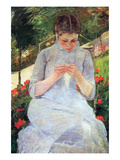 Young Woman Sewing in the Garden