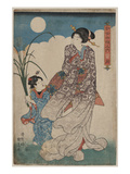 Full Moon over Woman and a Young Girl