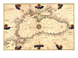 Portolan or Navigational Map of the Black Sea Showing Anthropomorphic Winds