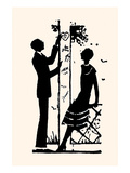 Suitor Pulls a Heart from a Trellis