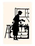 Homemaker Waters Plants in a Home