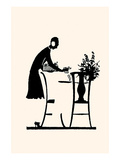 Homemaker Fills a Vase with Flowers