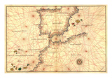 Portolan or Navigational Map of the Spain  Gibraltar and North Africa