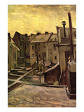 Backyards of Old Houses in Antwerp in the Snow