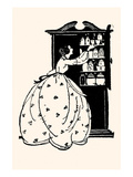 Homemaker Pulls China from Vitrine