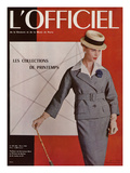 L'Officiel  March 1956 - Tailleur de Christian Dior en Prince de Galles de A Leleu et Cie