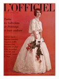 L'Officiel  April 1961 - Robe de Jacques Heim en Organdi de Coton Longfibre Brodé de Pierre Brivet